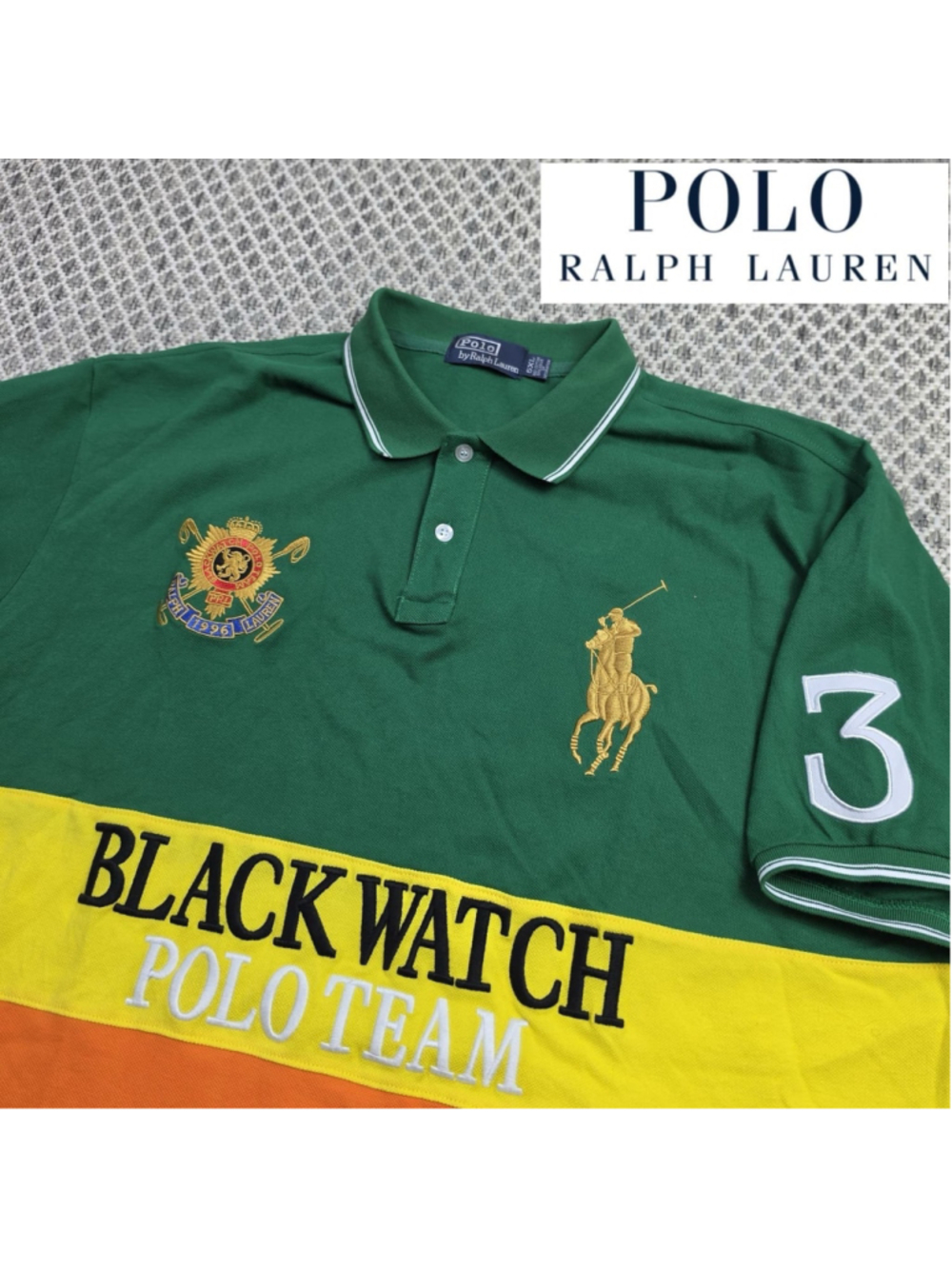 Polo Ralph Lauren Black Watch Polo Team Mens 5XL Big Pony Colorblock Shirt